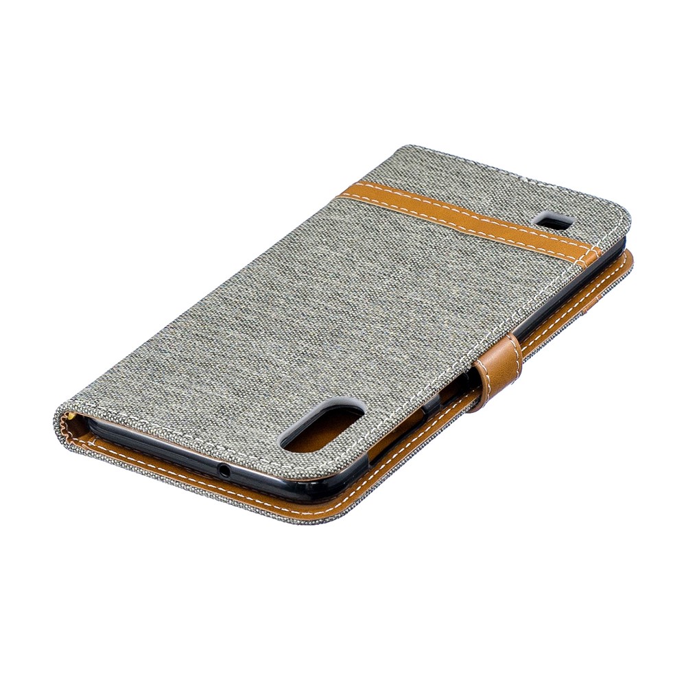 Sortierte Farbe Jeans Tuch Geldbörse Stand Ledertasche Für Samsung Galaxy A10 - Grau-9