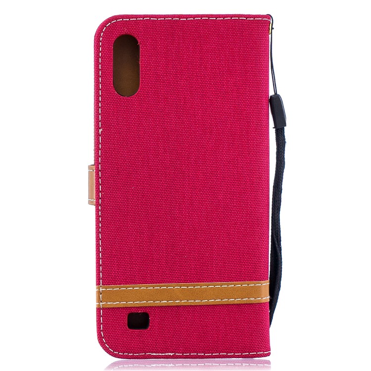 Sortierte Farbe Jeans Tuch Geldbörse Stand Ledertasche Für Samsung Galaxy A10 - Rot-5