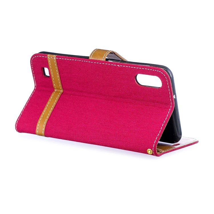 Sortierte Farbe Jeans Tuch Geldbörse Stand Ledertasche Für Samsung Galaxy A10 - Rot-6
