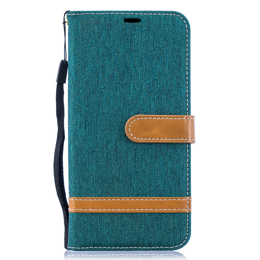 Sortierte Farbe Jeans Tuch Geldbörse Stand Ledertasche Für Samsung Galaxy A10 - Grün-4
