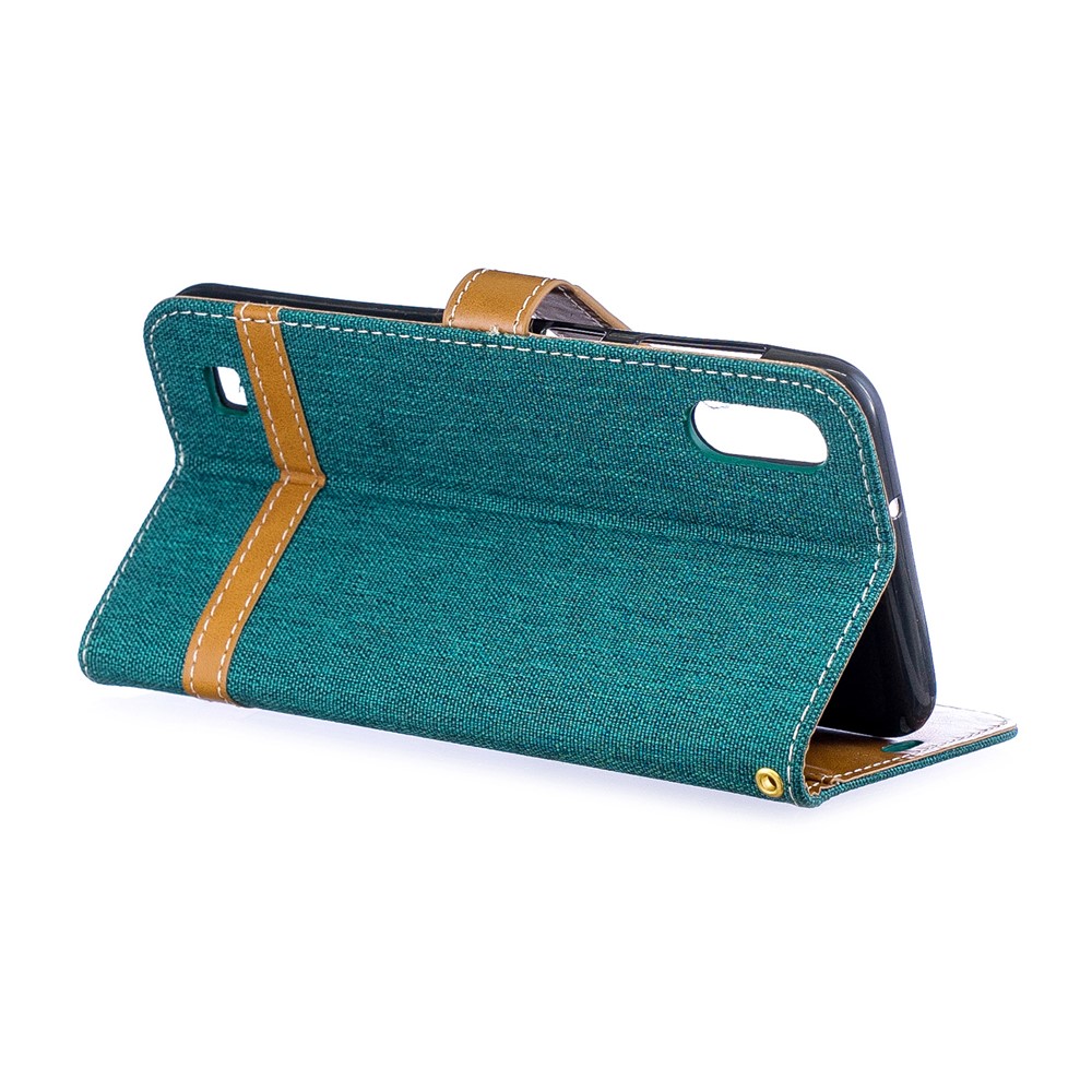 Sortierte Farbe Jeans Tuch Geldbörse Stand Ledertasche Für Samsung Galaxy A10 - Grün-6