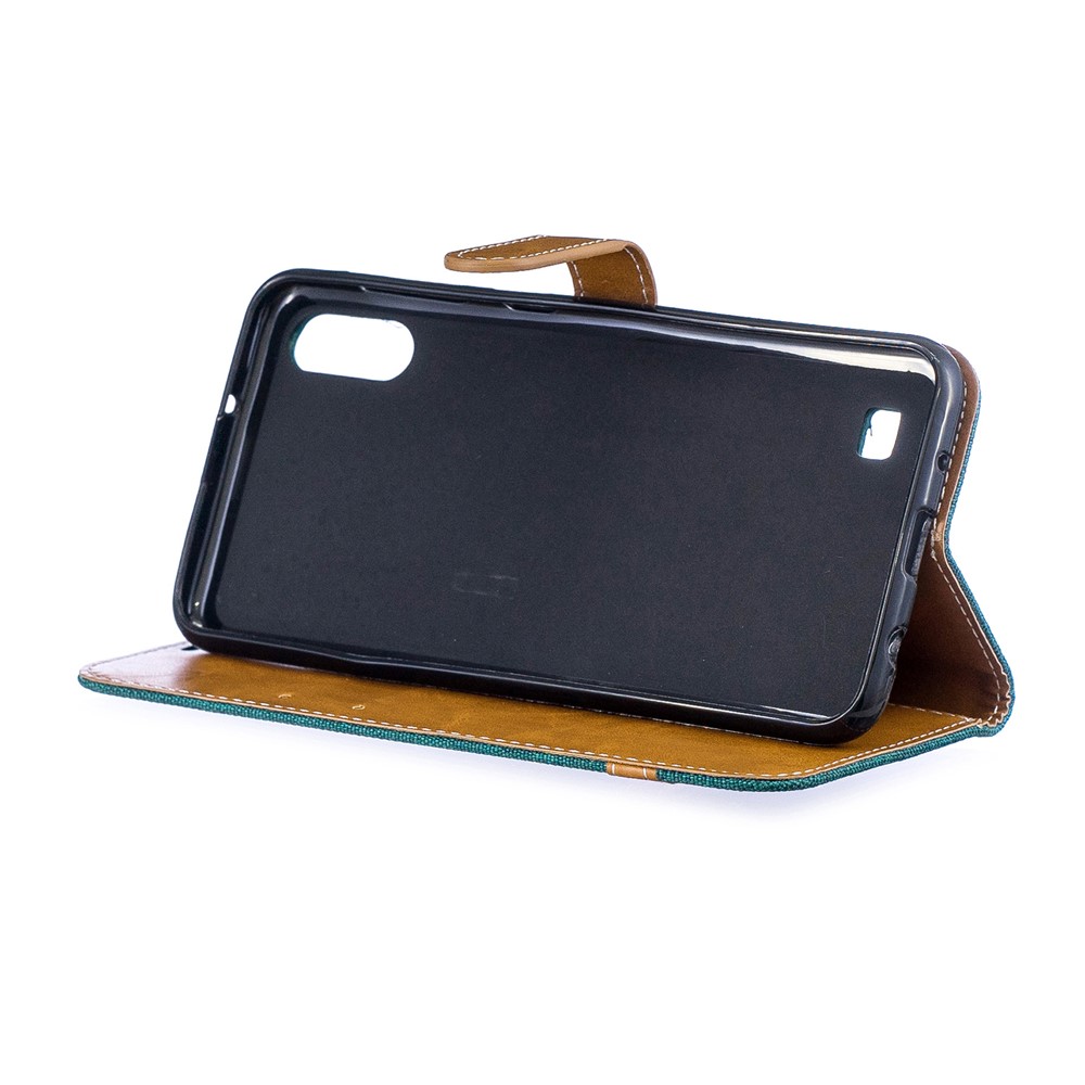 Sortierte Farbe Jeans Tuch Geldbörse Stand Ledertasche Für Samsung Galaxy A10 - Grün-7