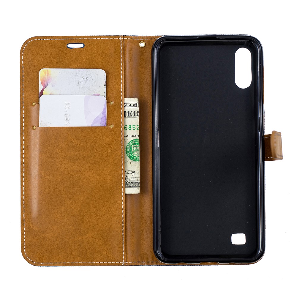 Sortierte Farbe Jeans Tuch Geldbörse Stand Ledertasche Für Samsung Galaxy A10 - Dunkelblau-10