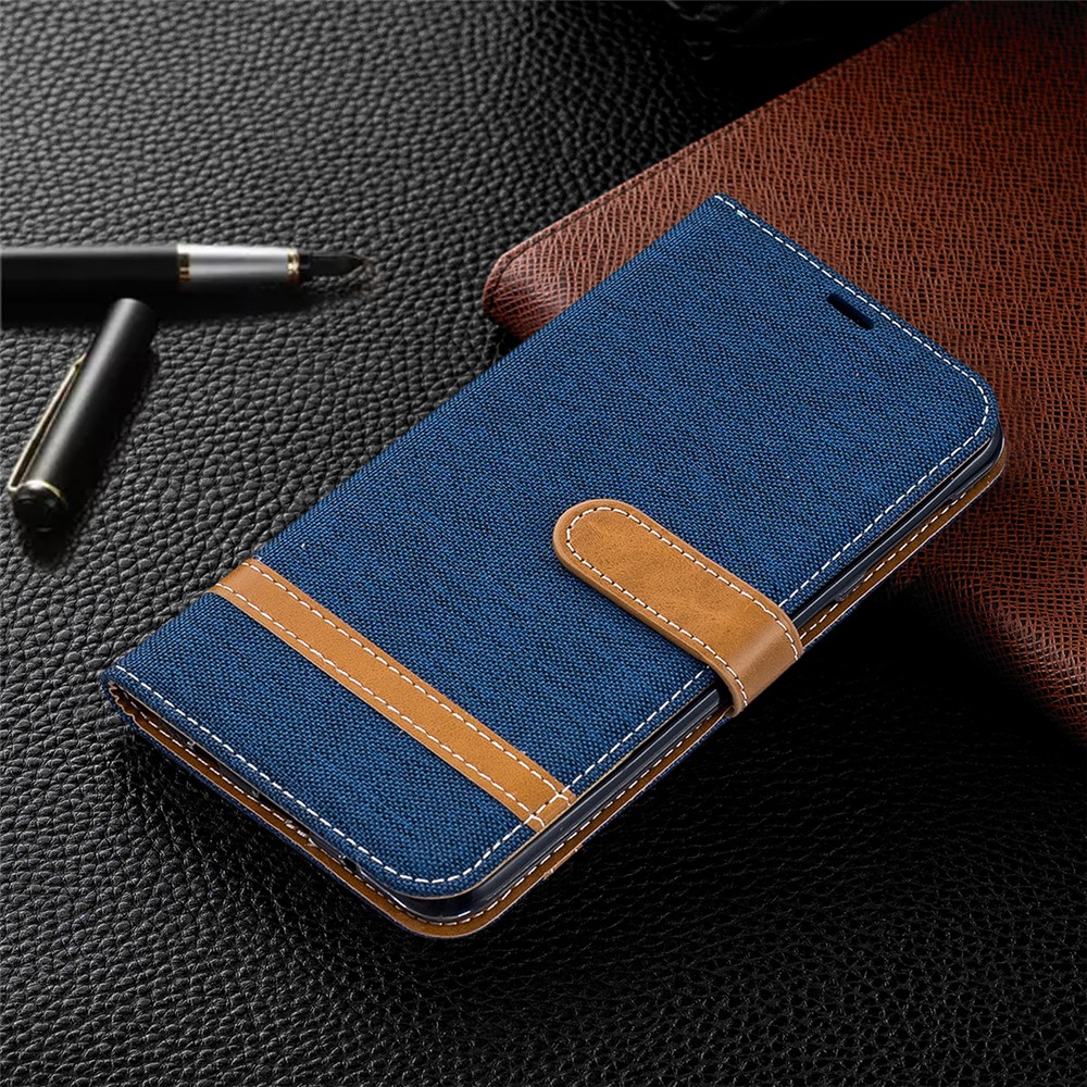 Sortierte Farbe Jeans Tuch Geldbörse Stand Ledertasche Für Samsung Galaxy A10 - Dunkelblau-2