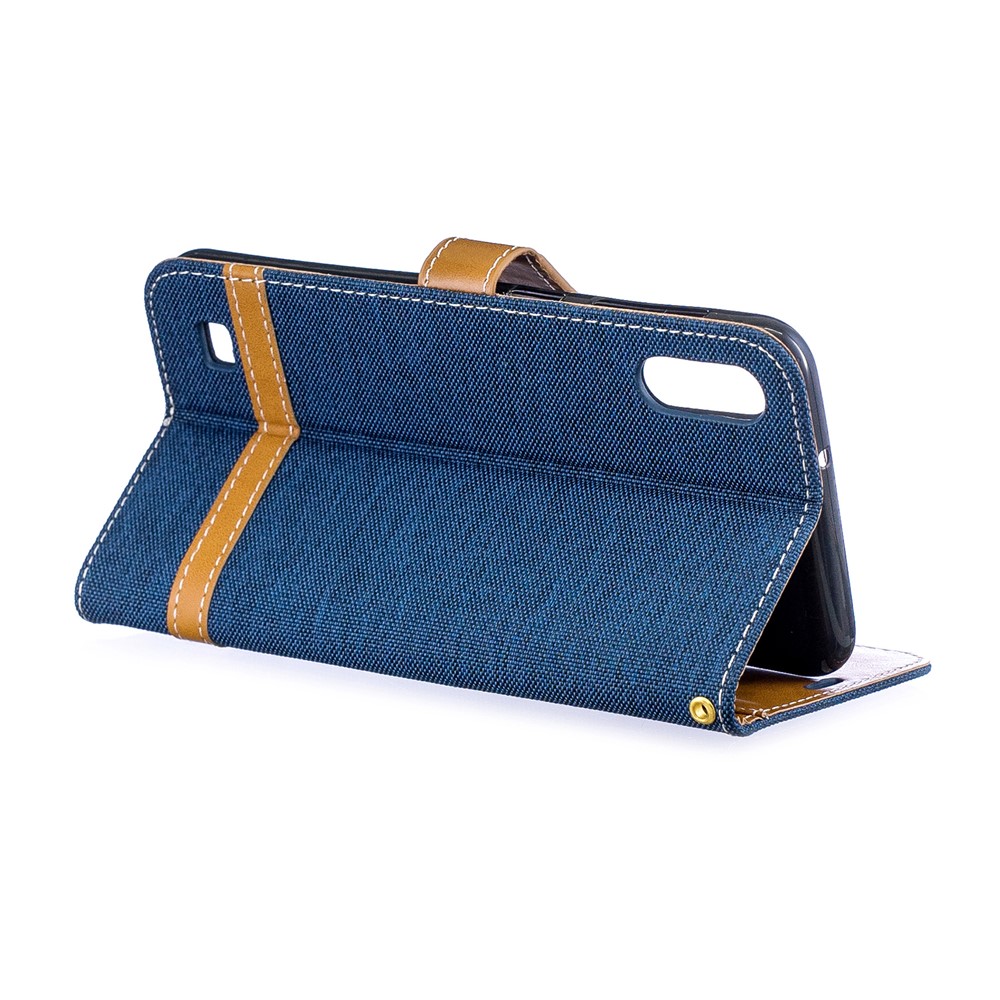 Sortierte Farbe Jeans Tuch Geldbörse Stand Ledertasche Für Samsung Galaxy A10 - Dunkelblau-6