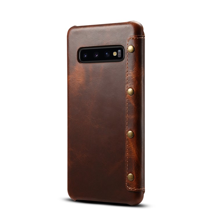 Vintage Genuine Leather Case Cover with Wallet for Samsung Galaxy S10 Plus - Wine Red-3