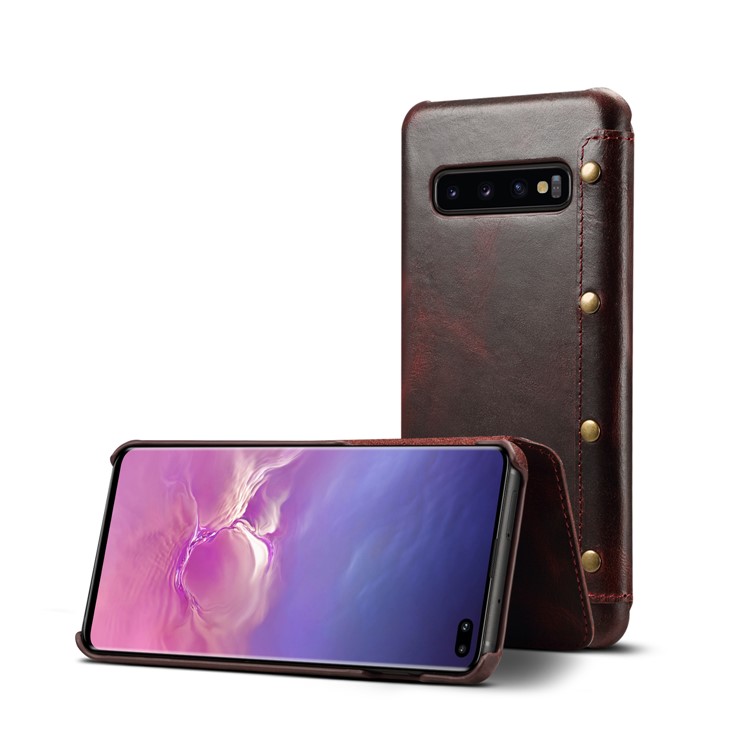 

Vintage Genuine Leather Case Cover with Wallet for Samsung Galaxy S10 Plus - Red, Galaxy S10 Plus