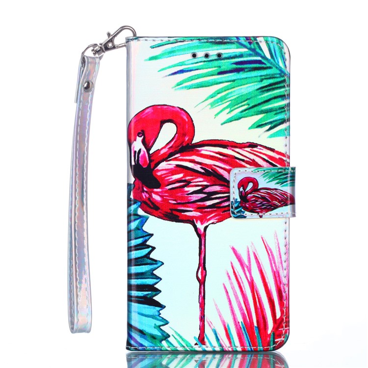 

Laser Carving Pattern Printing PU Leather Wallet Cover Case for Samsung Galaxy S10 - Flamingo, Galaxy S10