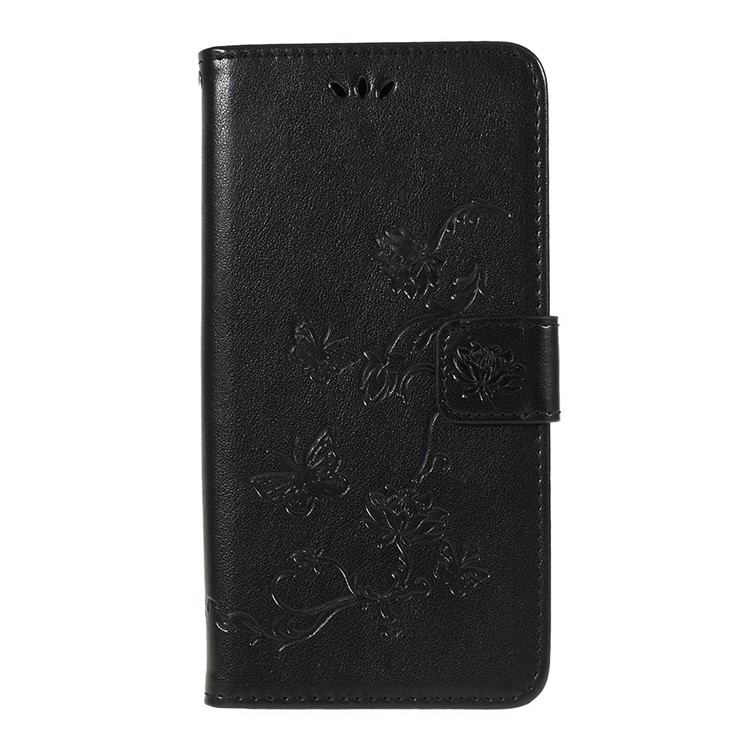 Prägen Sie Schmetterlingsblume PU-ledernes Telefongehäuse Mit Abzugsleine Für Samsung-Galaxie A20 / A30 Ein - Schwarz-3