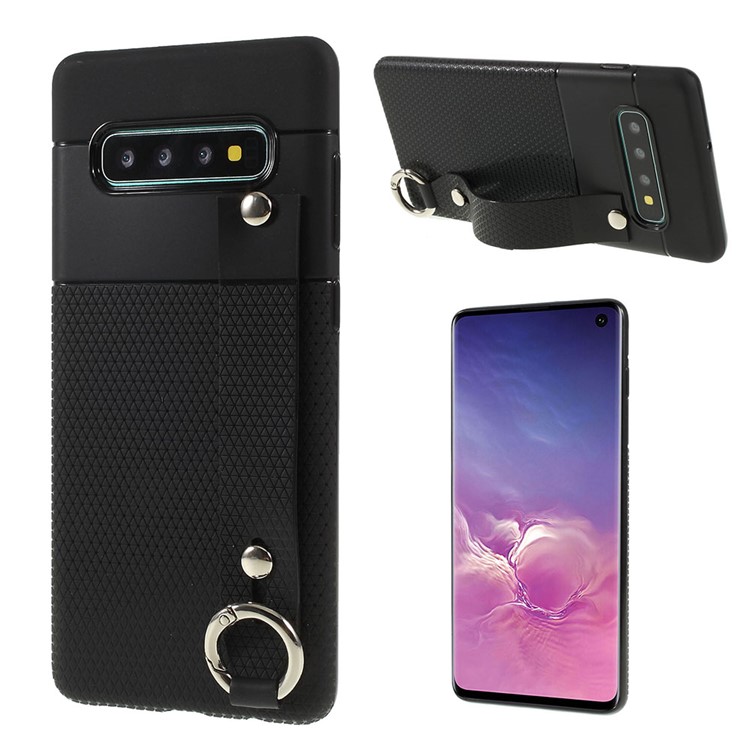 

Triangle Pattern TPU Case with Hand Strap for Samsung Galaxy S10 Plus - Black, Galaxy S10 Plus