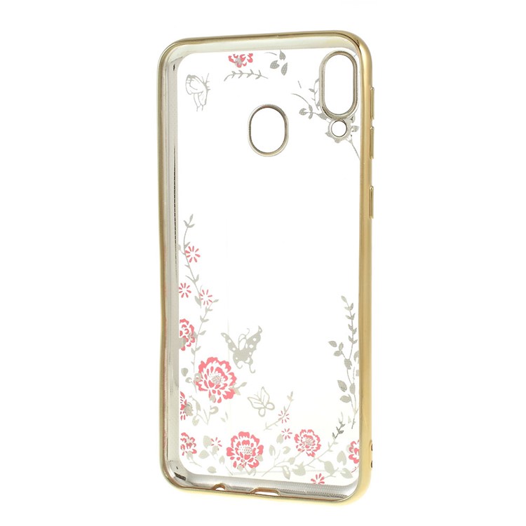 Electroplated TPU Rhinestone Phone Case Shell for Samsung Galaxy M20 - Gold-3