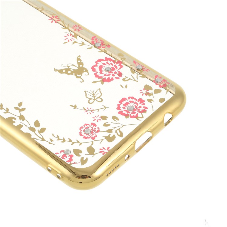 Electroplated TPU Rhinestone Phone Case Shell for Samsung Galaxy M20 - Gold-5
