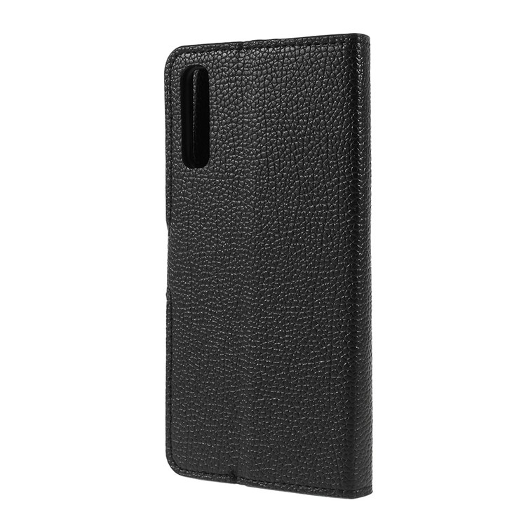 Litchi Skin Leather Wallet Case Phone Cover for Samsung Galaxy A50 - Black-2