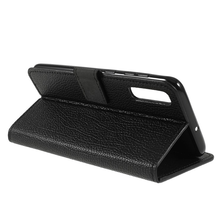 Litchi Skin Leather Wallet Case Phone Cover for Samsung Galaxy A50 - Black-9