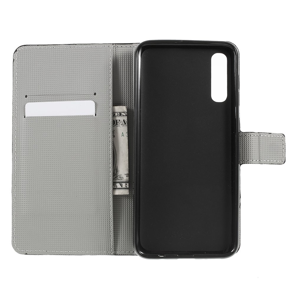 Pattern Printing PU Leather Magnetic Stand Case for Samsung Galaxy A50/A20/A30 - Dog and Warning Words-10