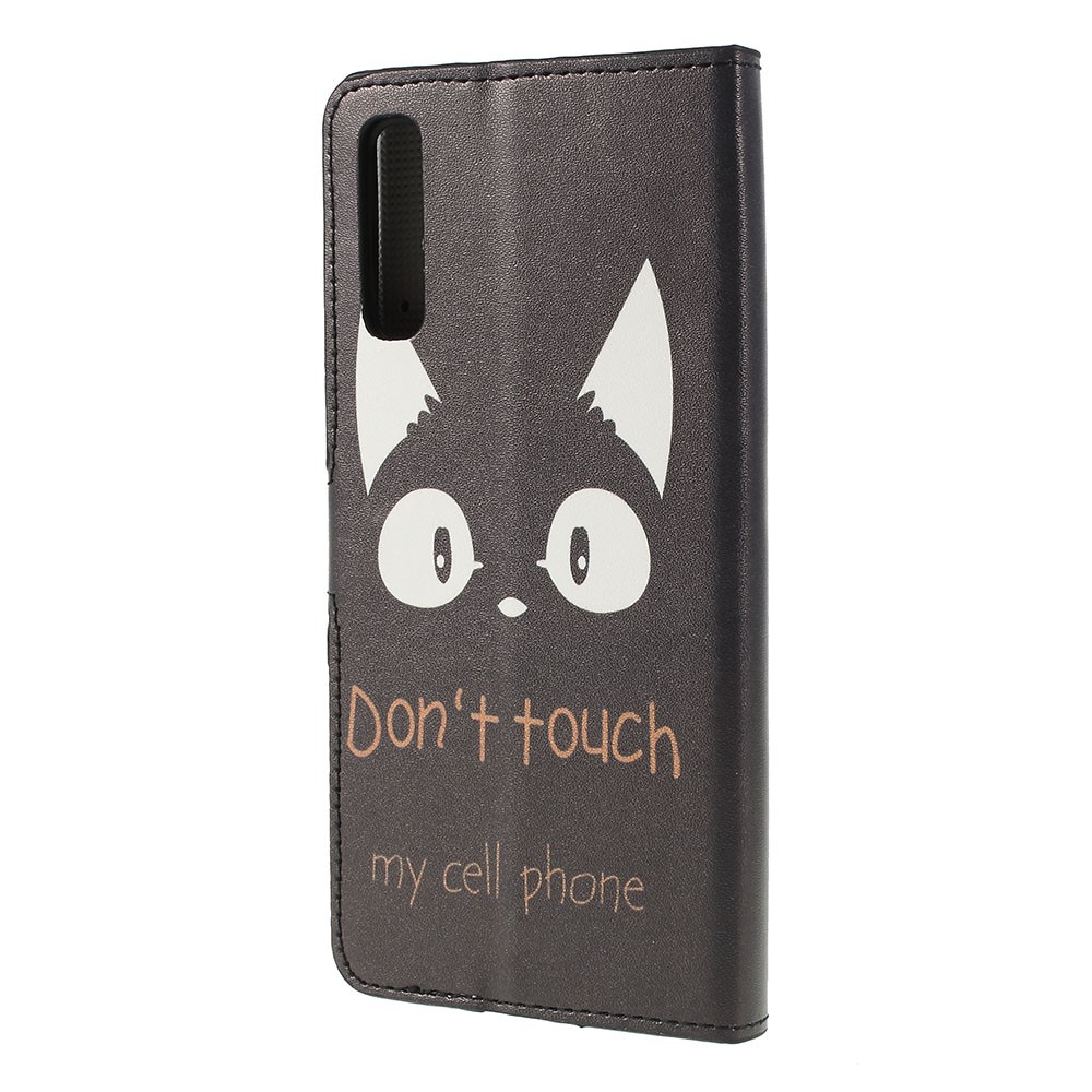 Pattern Printing PU Leather Magnetic Stand Case for Samsung Galaxy A50/A20/A30 - Dog and Warning Words-2