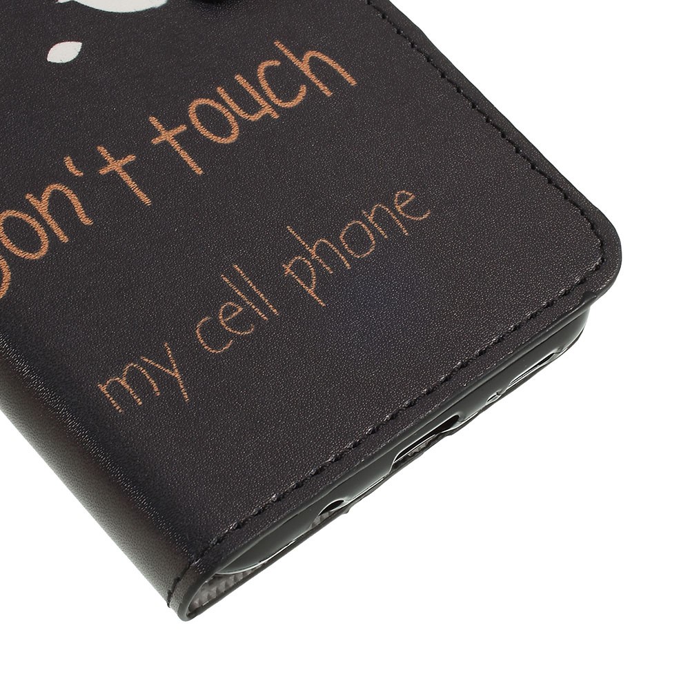 Pattern Printing PU Leather Magnetic Stand Case for Samsung Galaxy A50/A20/A30 - Dog and Warning Words-4