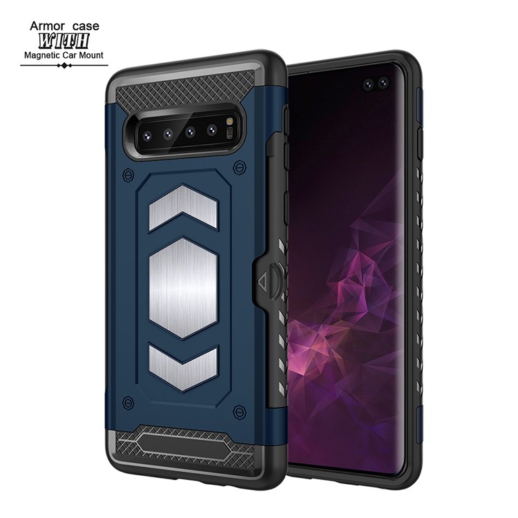 

Корпус Держателя Комбинированной Карты PC + TPU Для Samsung Galaxy S10 Plus - Темно-синий, Galaxy S10 Plus