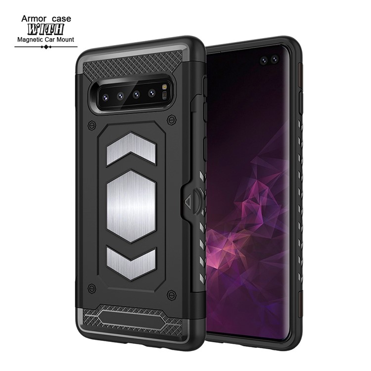 

PC + TPU Combo Card Holder Casing for Samsung Galaxy S10 Plus - Black, Galaxy S10 Plus