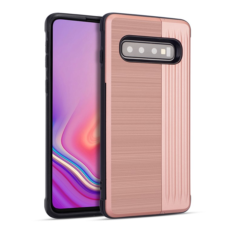 

PC TPU Двухслойный Гибридный Чехол Для Samsung Galaxy S10 Plus С Подставкой И Слотом Для Карт - Розовое Золото, Galaxy S10 Plus