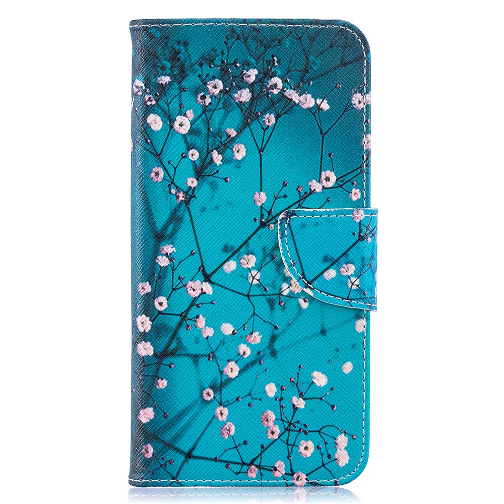 Estojo De Couro Carteira De Impressão Padrão Para Samsung Galaxy A10 - Árvore Com Flores-2