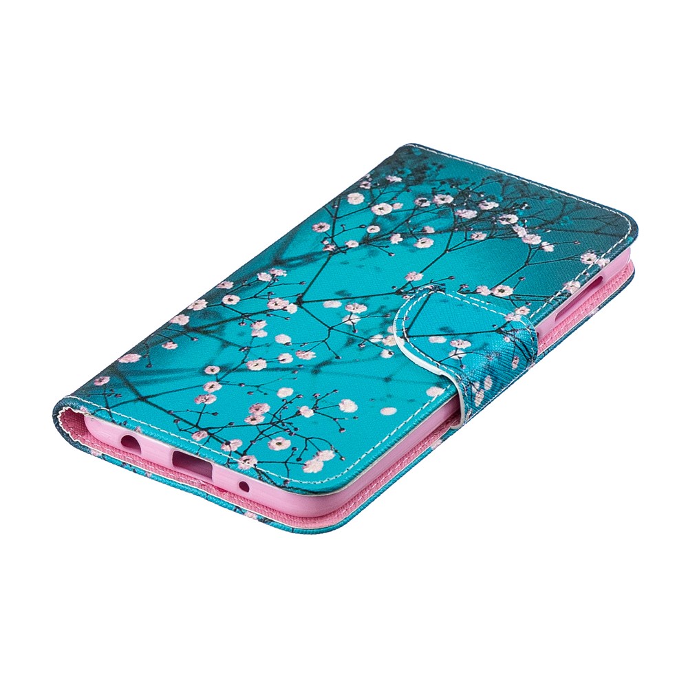 Estojo De Couro Carteira De Impressão Padrão Para Samsung Galaxy A10 - Árvore Com Flores-6