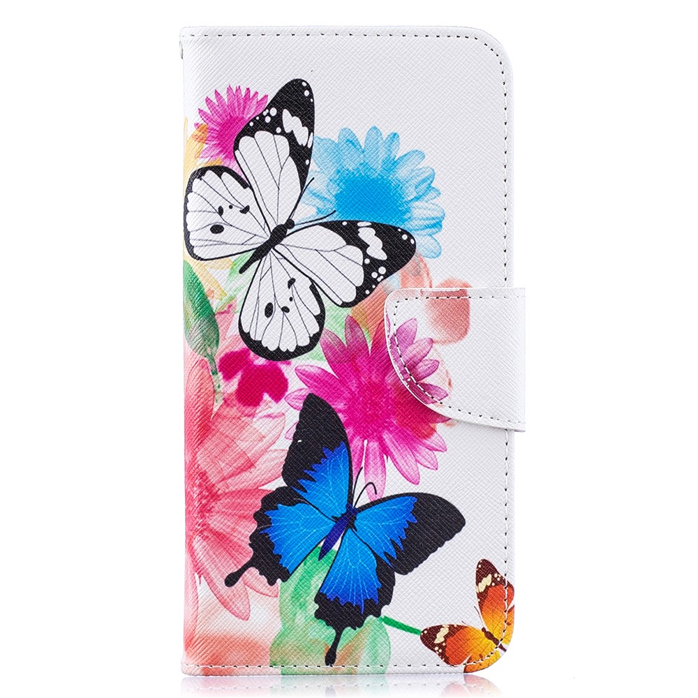 Estojo De Couro Carteira De Impressão Padrão Para Samsung Galaxy A10 - Borboletas Vivas-2