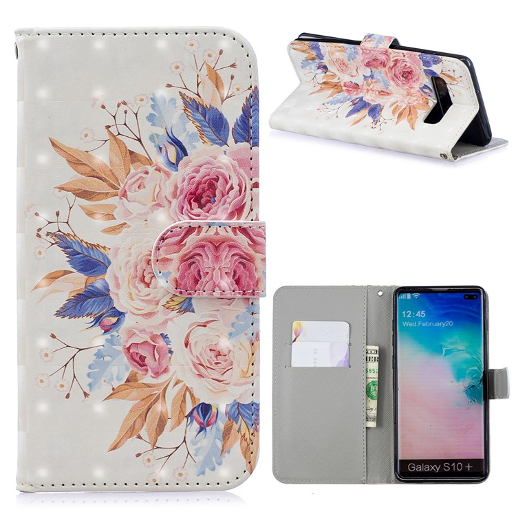 

Light Spot Decor Pattern Printing Leather Wallet Case for Samsung Galaxy S10 Plus - Vivid Flowers, Galaxy S10 Plus