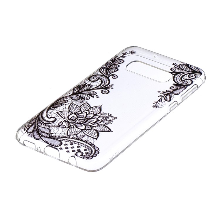 Teste Padrão Que Imprime A Caixa Do Telefone Da Proteção De TPU Para A Galáxia S10e De Samsung - Flor De Renda Preta-2