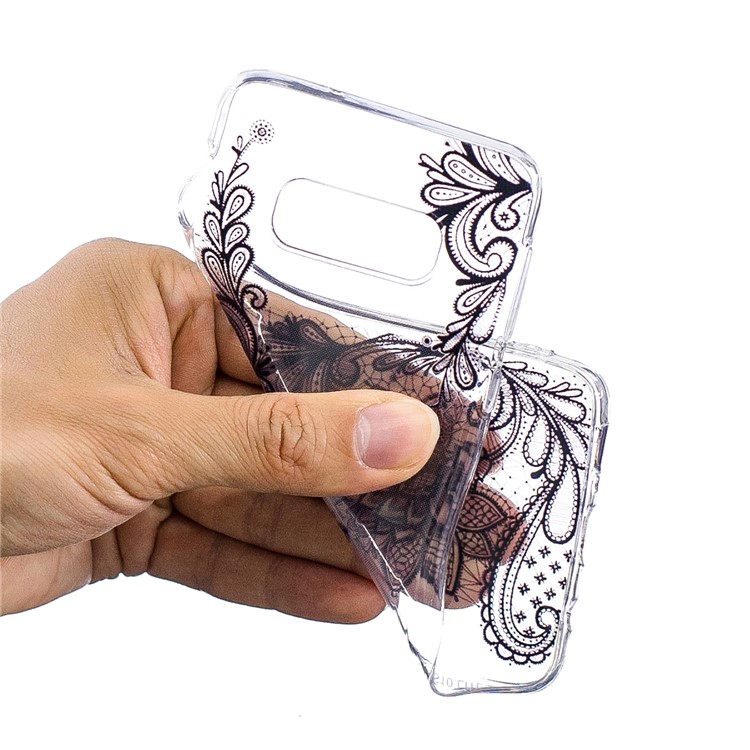 Teste Padrão Que Imprime A Caixa Do Telefone Da Proteção De TPU Para A Galáxia S10e De Samsung - Flor De Renda Preta-4
