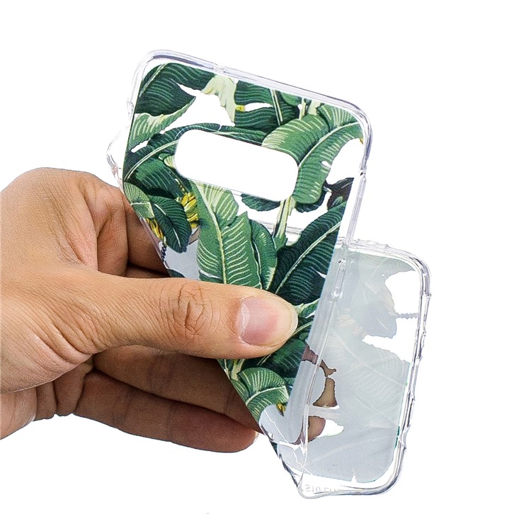 Teste Padrão Que Imprime A Caixa Do Telefone Da Proteção De TPU Para A Galáxia S10e De Samsung - Folhas Verdes-4