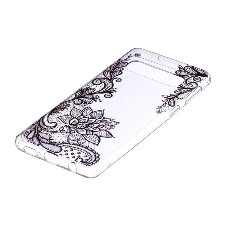 Estuche De TPU Estampado Para Samsung Galaxy S10 - Flor Negra-2