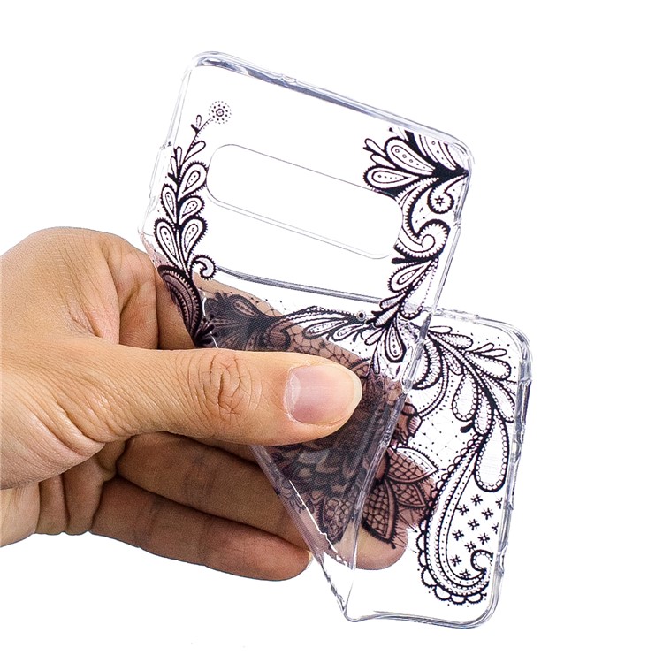 Estuche De TPU Estampado Para Samsung Galaxy S10 - Flor Negra-4