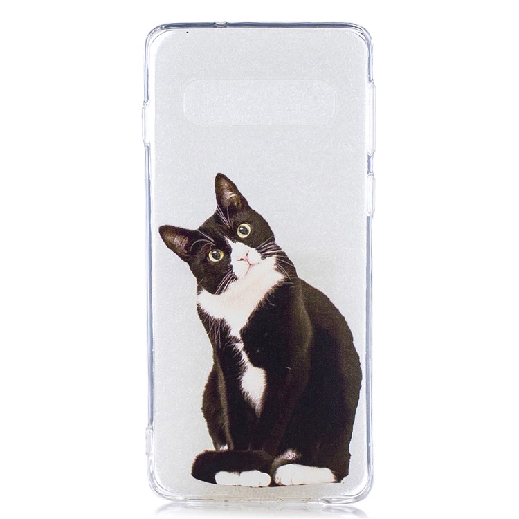 TPU-Fall Mit Musterdruck Für Samsung-Galaxie S10 - Schwarze Und Weiße Katze-1