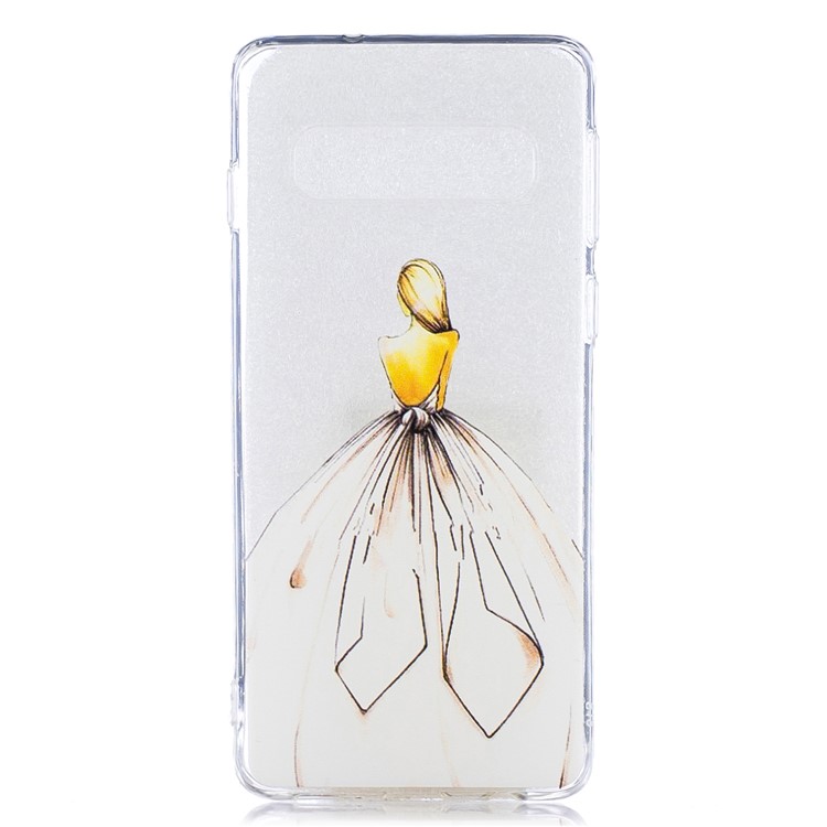 Estuche De TPU Estampado Para Samsung Galaxy S10 - Chica En Vestido Sin Espalda-1