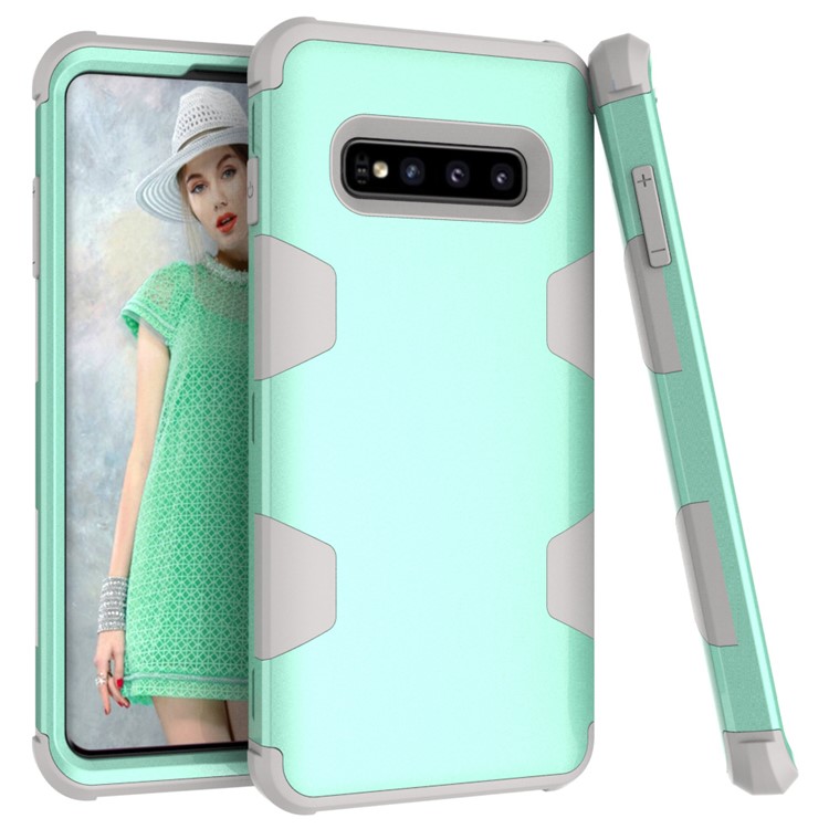 

Комбинированный Чехол Из Силикона И ПК Для Samsung Galaxy S10 Plus [защита От Пыли] [ударопрочный] - Серый / Циан, Galaxy S10 Plus