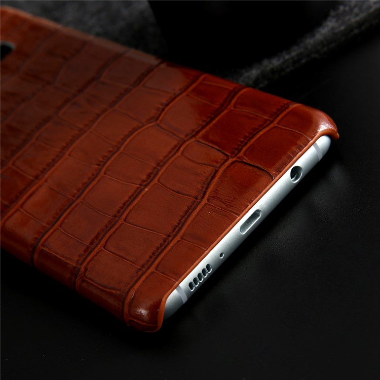 Crocodile Texture Genuine Leather Coated PC Shell for Samsung Galaxy S10 - Brown-10