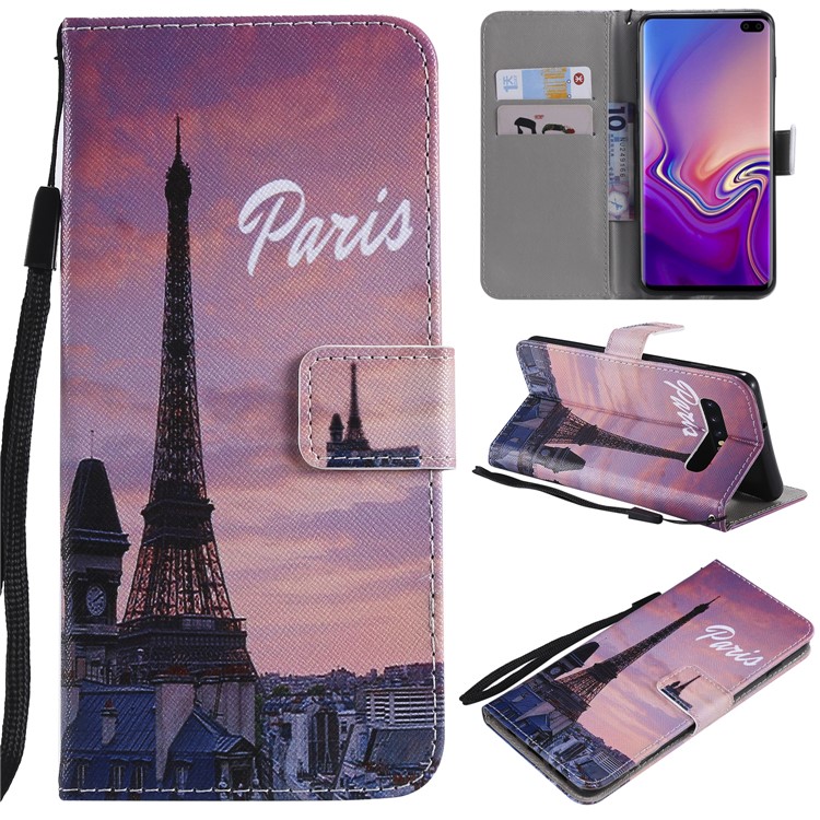 

Patterned Printing PU Leather Flip Cover Case for Samsung Galaxy S10 Plus - Paris, Galaxy S10 Plus