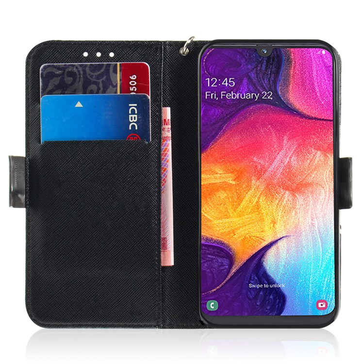 Pattern Printing Light Spot Decor Leather Wallet Case for Samsung Galaxy A50 - Panda Pattern-7