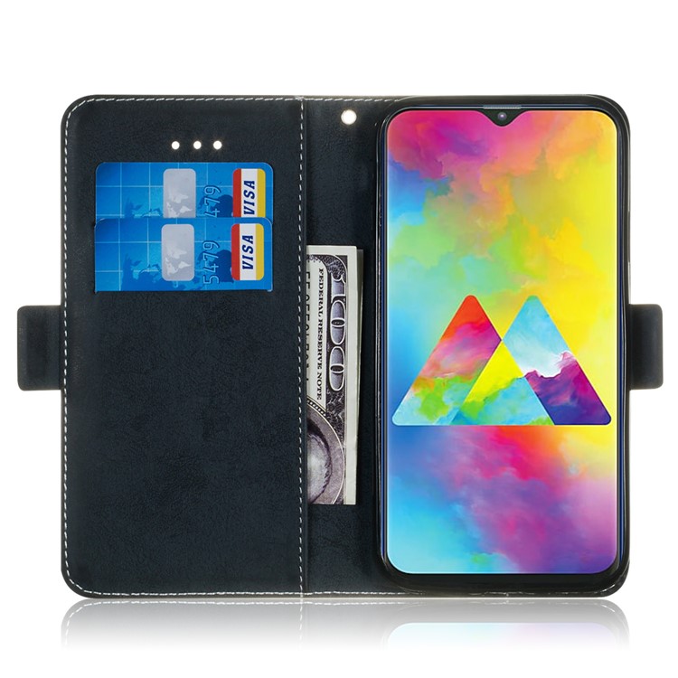 Retro Style PU Leather Mobile Phone Shell with Card Holder for Samsung Galaxy M20 - Dark Blue-6