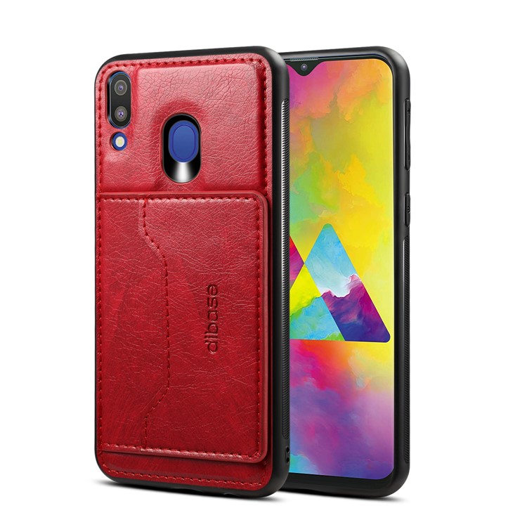 

DIBASE Crazy Horse PU Leather Coated TPU PC Hybrid Case for Samsung Galaxy M20 - Red, Galaxy M20