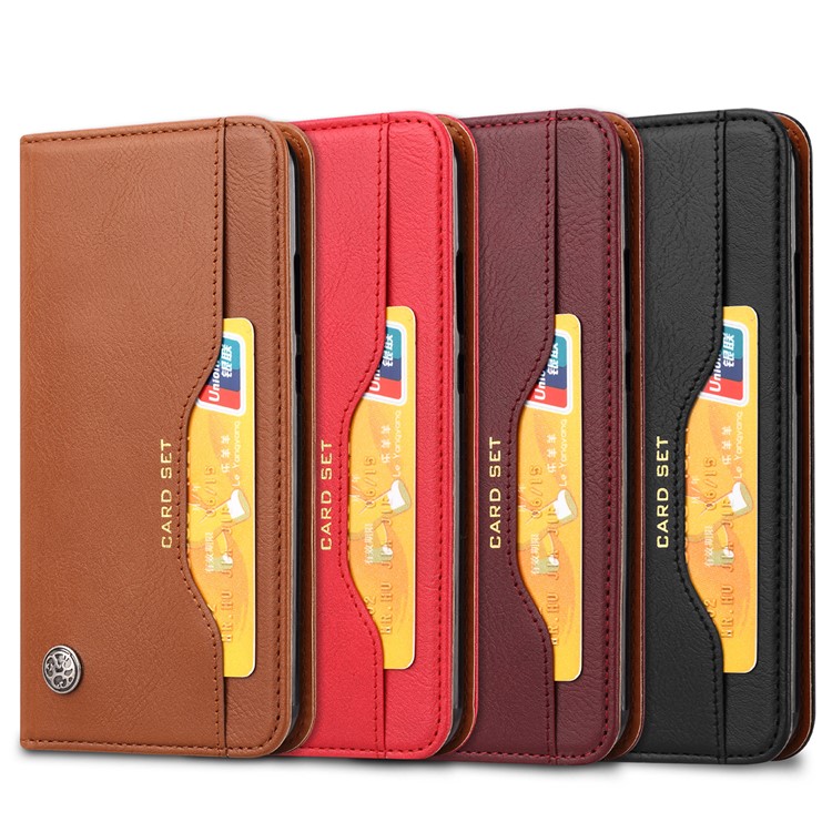 Auto-absorbed Classic PU Leather Phone Cover with Wallet Stand for Samsung Galaxy A40 - Brown-10