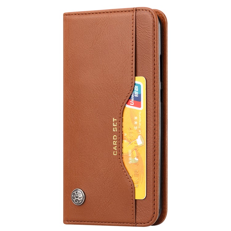 Auto-absorbed Classic PU Leather Phone Cover with Wallet Stand for Samsung Galaxy A40 - Brown-8