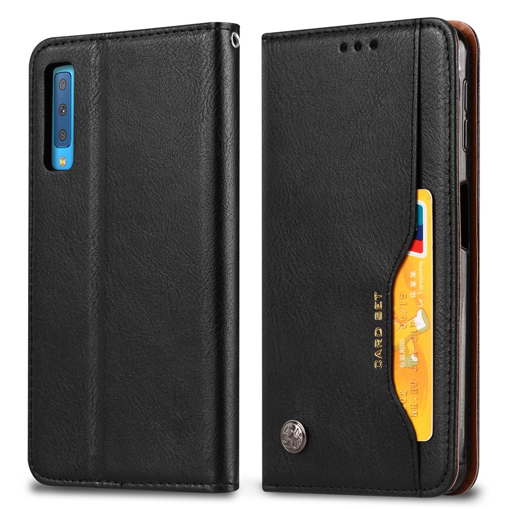 Auto-absorbed Classic PU Leather Wallet Stand Phone Case for Samsung Galaxy A50 / A50s / A30s - Black-4
