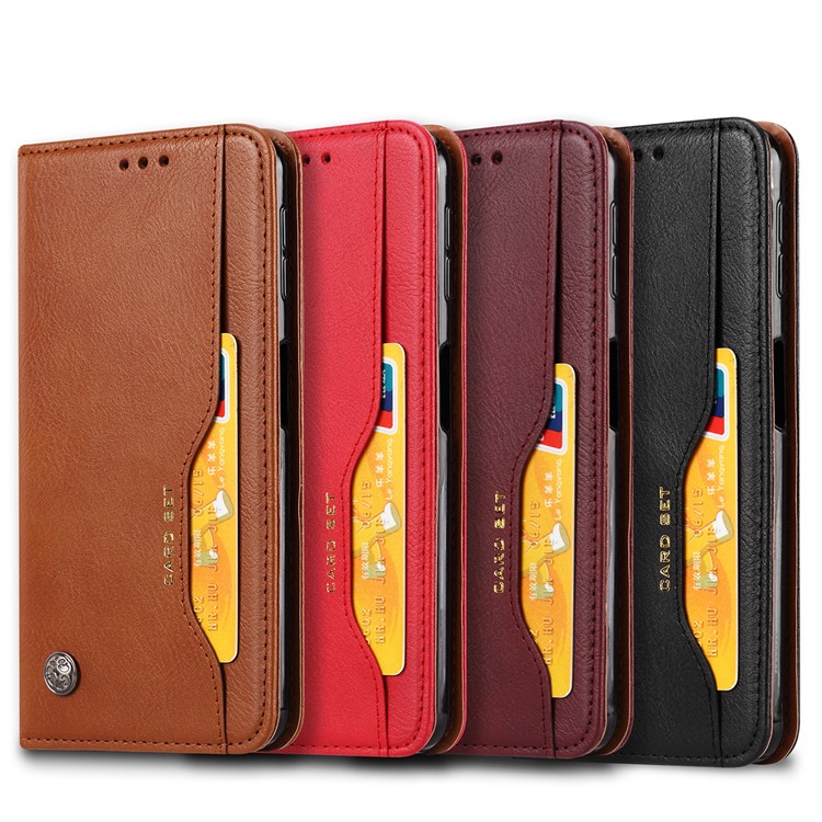 Auto-absorbed Classic PU Leather Cell Phone Case for Samsung Galaxy A70 - Brown-10