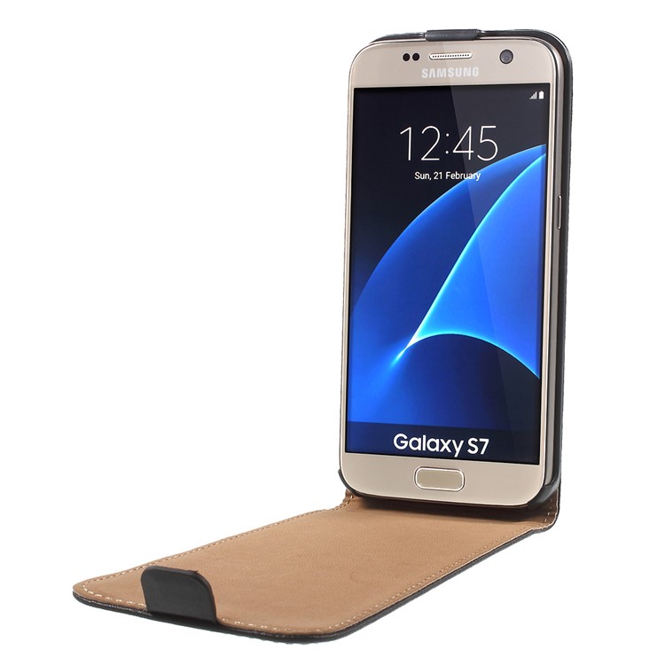 Vertical Flip Genuine Split Leather Cover for Samsung Galaxy S7 G930 - Black-2