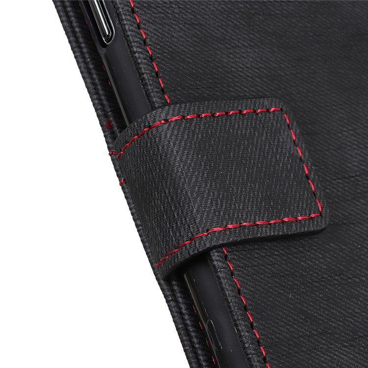 Jeans Cloth Wallet Stand Leather Phone Cover for Samsung Galaxy S10 - Black-5