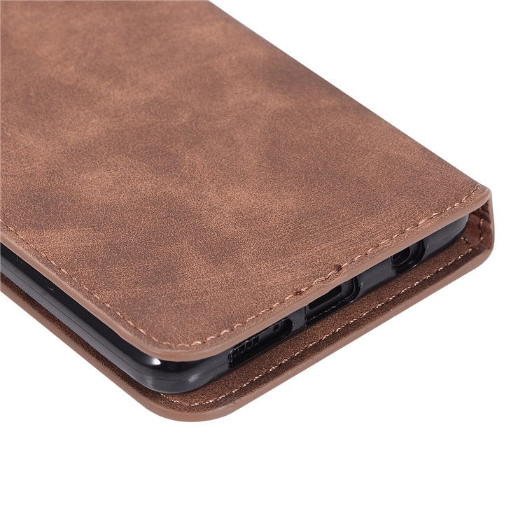 Retro Matte PU Leather Wallet Phone Case with Stand for Samsung Galaxy S10 - Brown-5