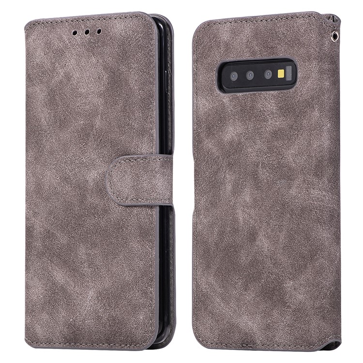 

Ретро Матовая Искусственная Кожа Откидная Крышка Телефона Подставка Для Samsung Galaxy S10 Плюс - Серый, Galaxy S10 Plus