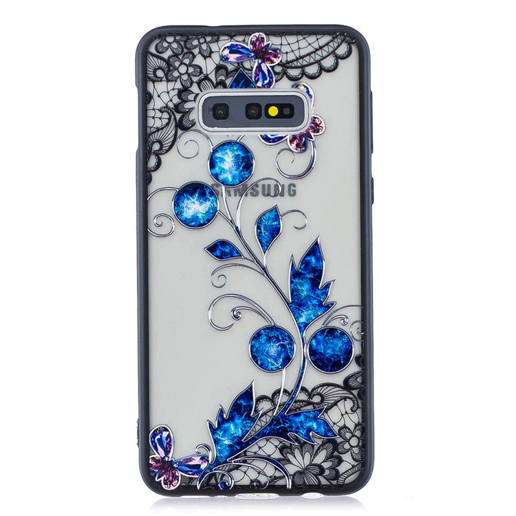 Laço Caso Padrão De Flor PC Híbrido TPU Caso Para Samsung Galaxy S10e - Borboleta E Florzinha-2